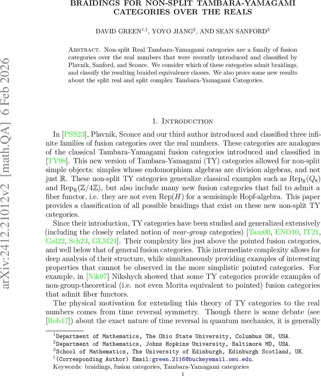 Braidings for Non-Split Tambara-Yamagami Categories over the Reals