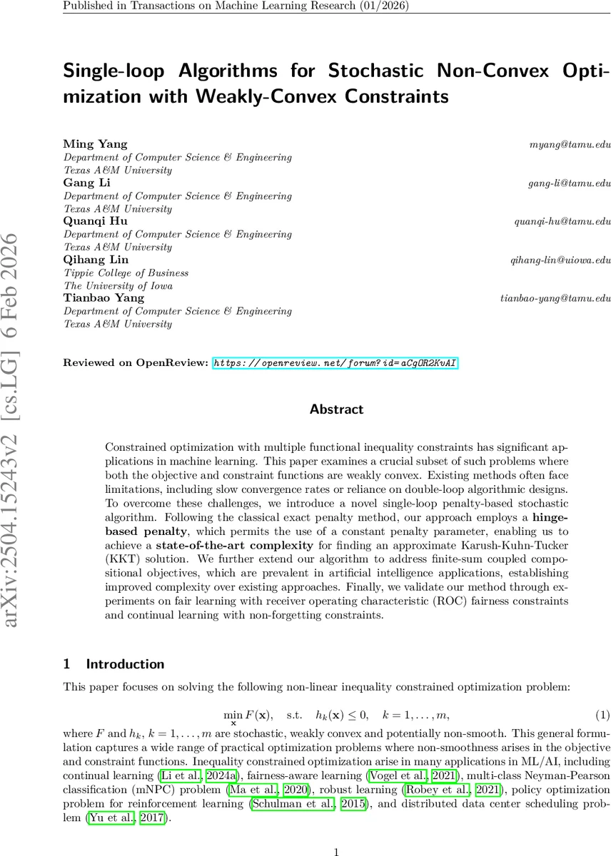 Single-loop Algorithms for Stochastic Non-convex Optimization with Weakly-Convex Constraints