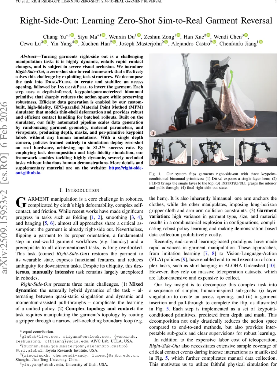 Right-Side-Out: Learning Zero-Shot Sim-to-Real Garment Reversal