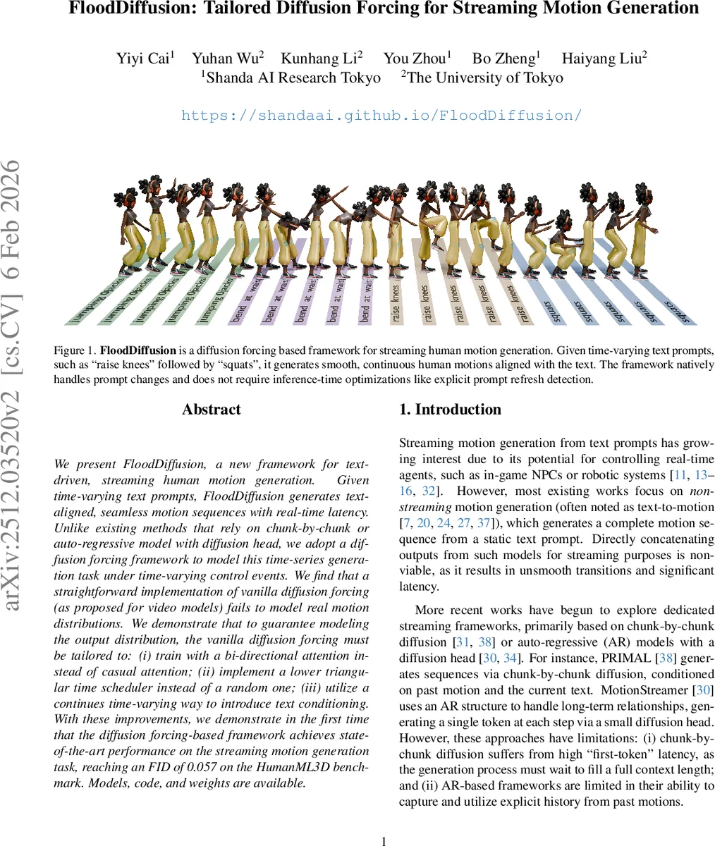 FloodDiffusion: Tailored Diffusion Forcing for Streaming Motion Generation