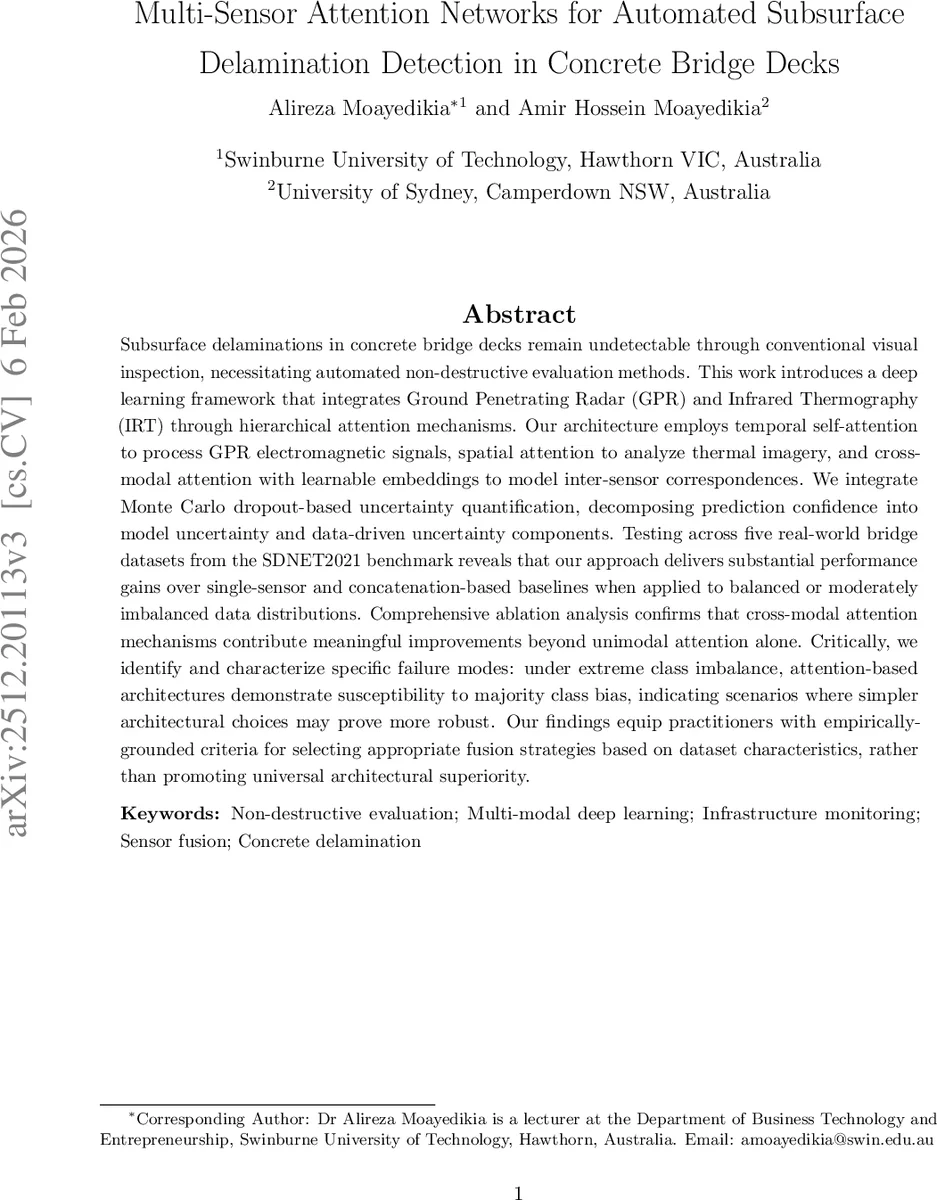 Multi-Sensor Attention Networks for Automated Subsurface Delamination Detection in Concrete Bridge Decks
