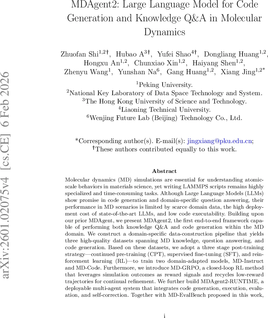 MDAgent2: Large Language Model for Code Generation and Knowledge Q&A in Molecular Dynamics