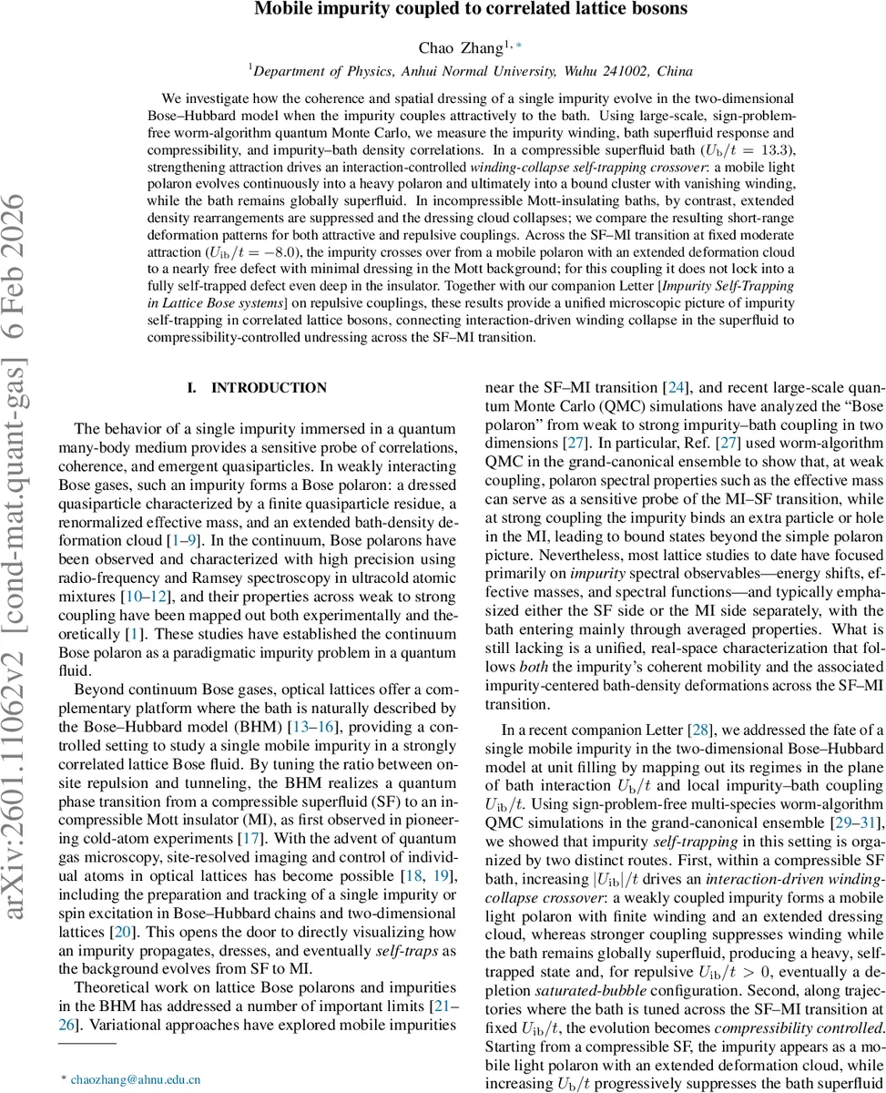 Mobile impurity coupled to correlated lattice bosons