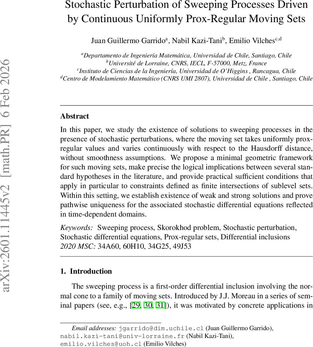 Stochastic Perturbation of Sweeping Process for Uniformly Prox-Regular Moving Sets