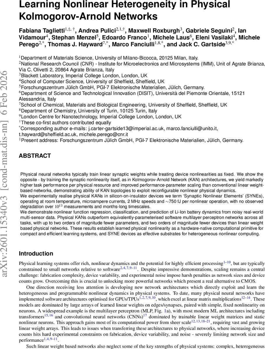 Learning Nonlinear Heterogeneity in Physical Kolmogorov-Arnold Networks