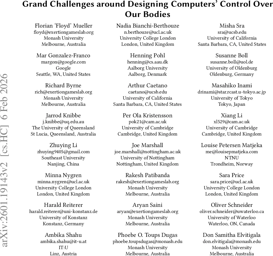 Grand Challenges around Designing Computers' Control Over Our Bodies