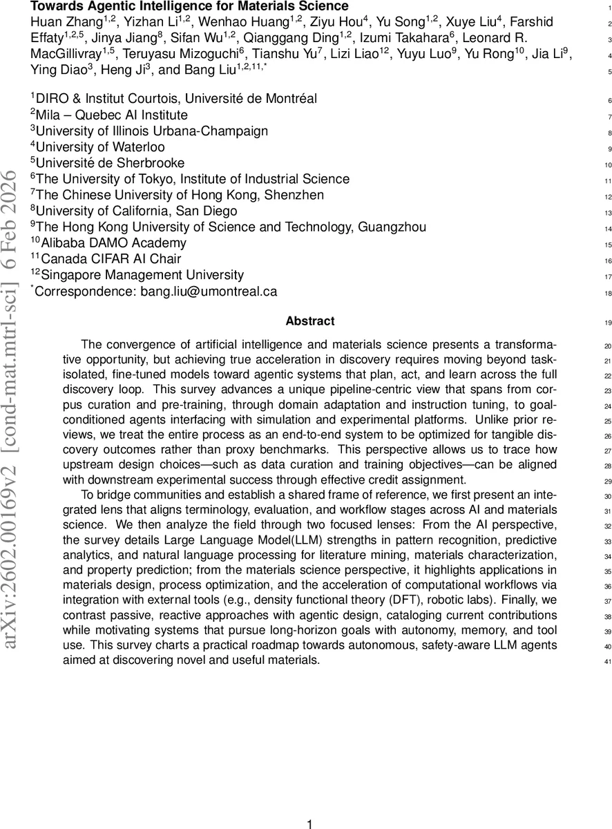 Towards Agentic Intelligence for Materials Science
