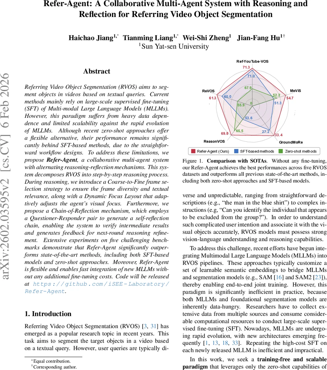 Refer-Agent: A Collaborative Multi-Agent System with Reasoning and Reflection for Referring Video Object Segmentation