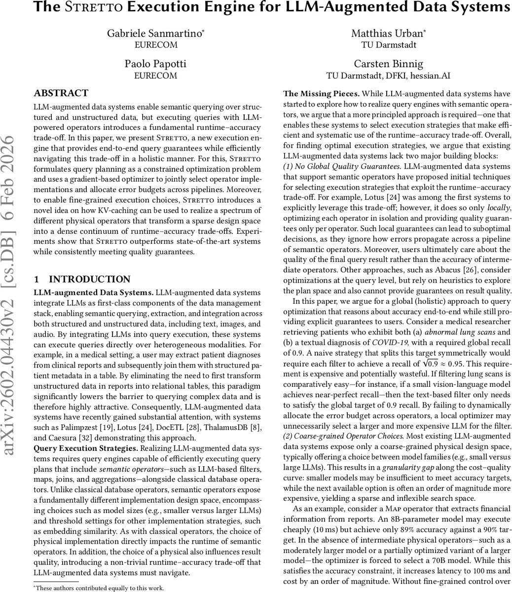 The Stretto Execution Engine for LLM-Augmented Data Systems
