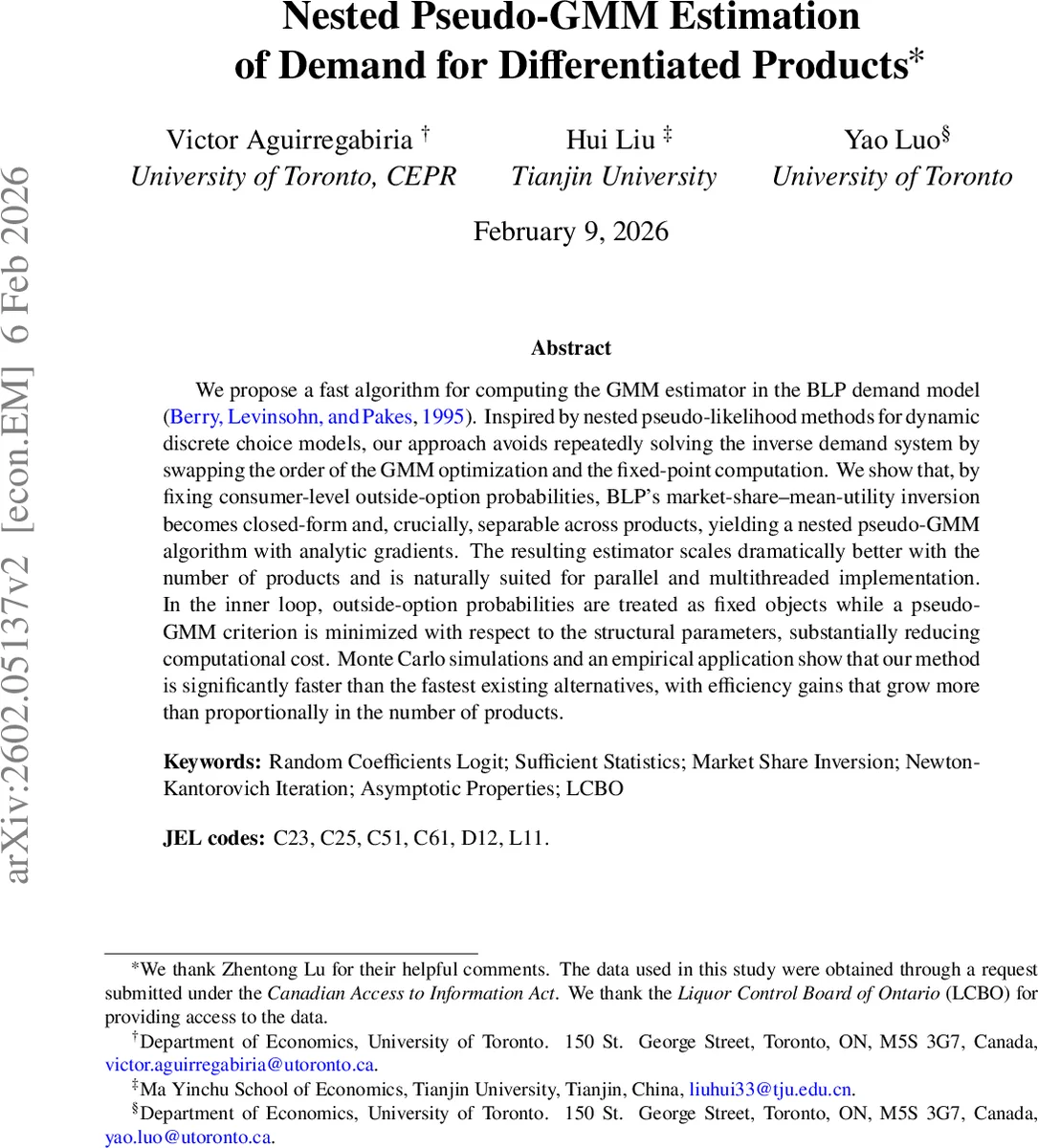 Nested Pseudo-GMM Estimation of Demand for Differentiated Products
