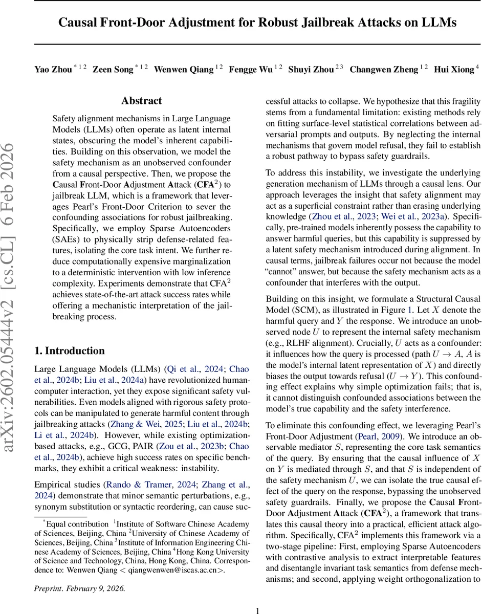 Causal Front-Door Adjustment for Robust Jailbreak Attacks on LLMs