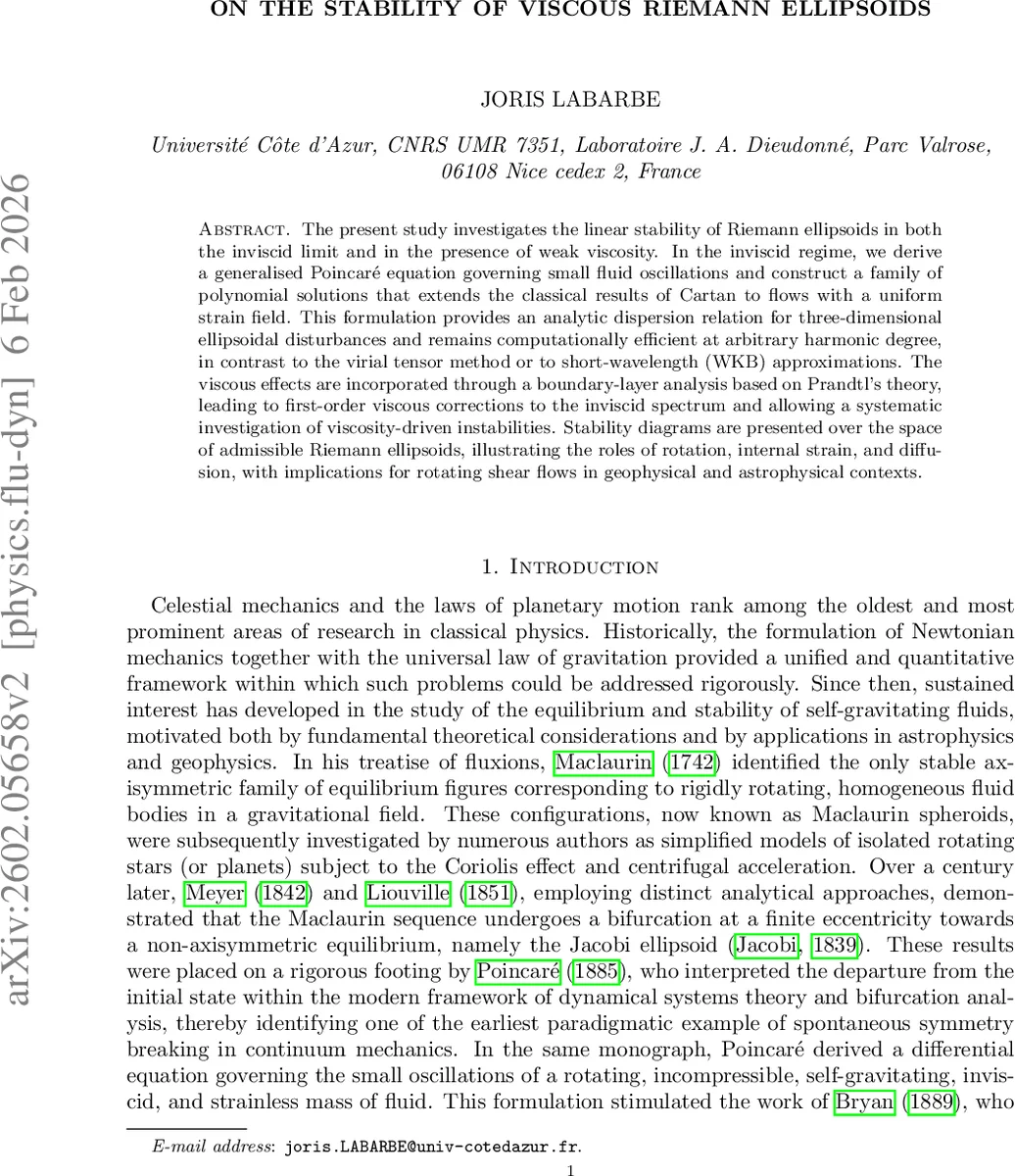 On the stability of viscous Riemann ellipsoids