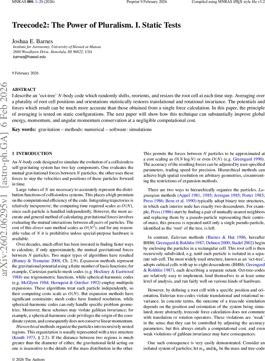 Treecode2: The Power of Pluralism. I. Static Tests
