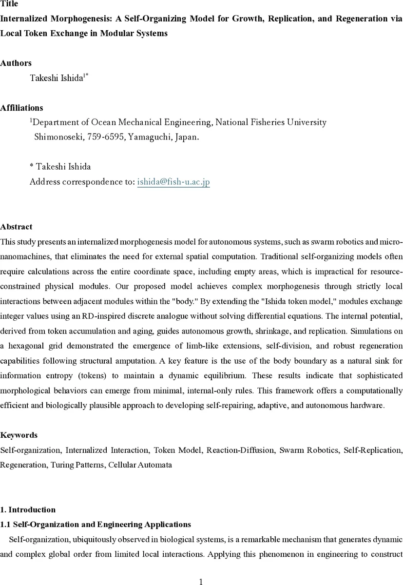 Internalized Morphogenesis: A Self-Organizing Model for Growth, Replication, and Regeneration via Local Token Exchange in Modular Systems