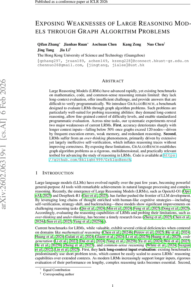 Exposing Weaknesses of Large Reasoning Models through Graph Algorithm Problems