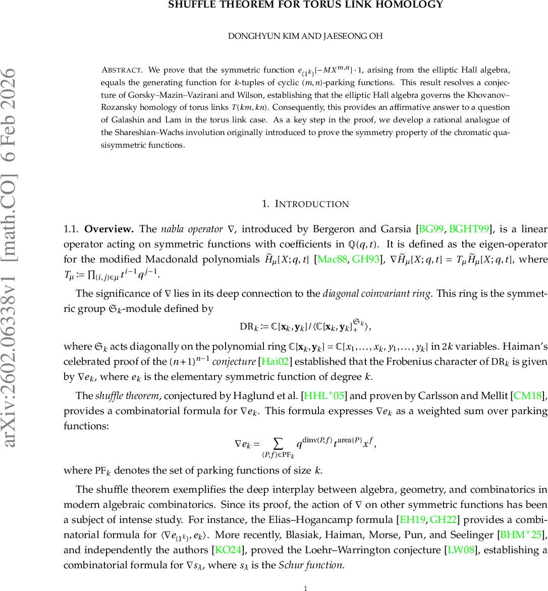 Shuffle theorem for torus link homology
