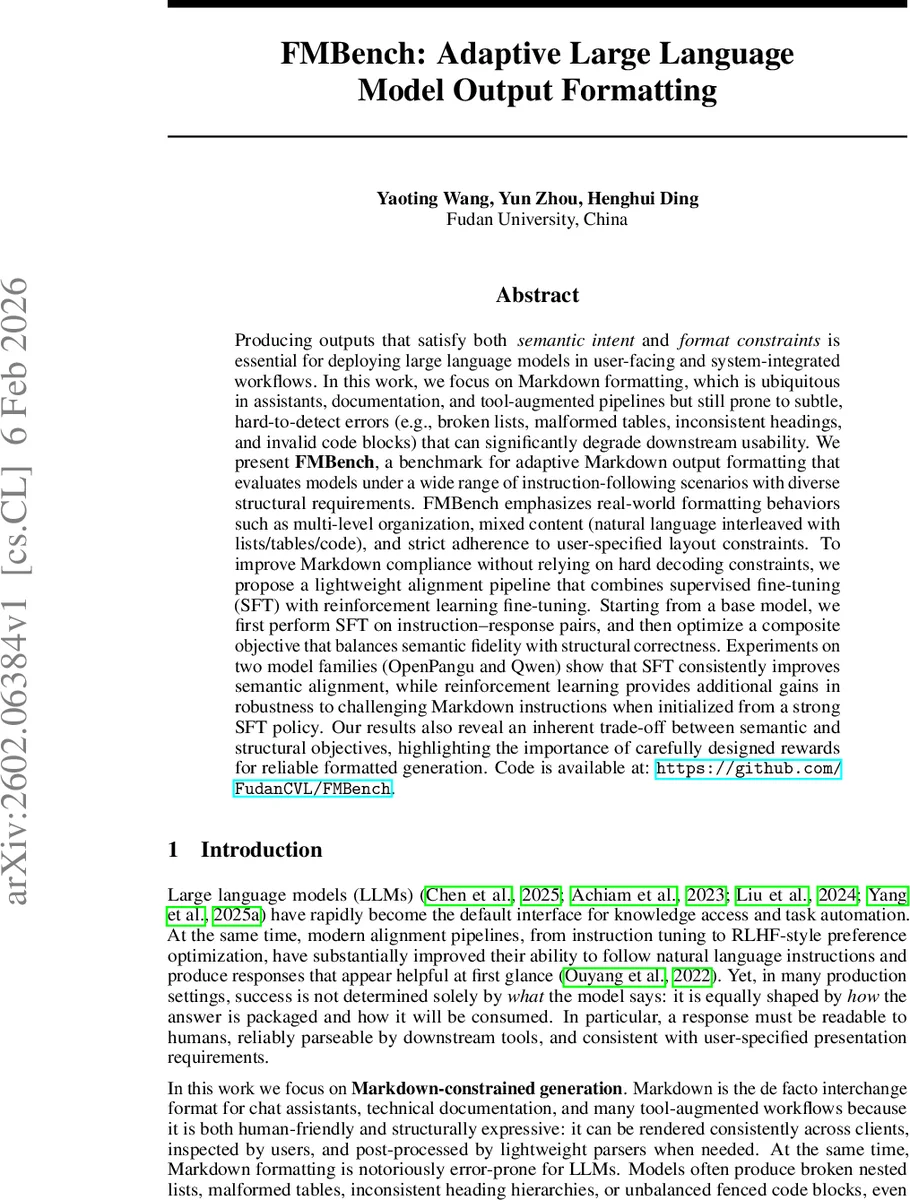 FMBench: Adaptive Large Language Model Output Formatting