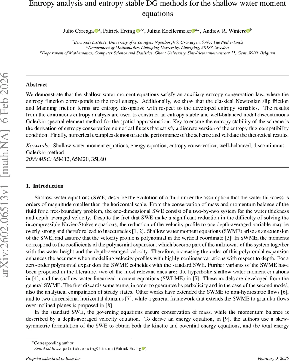 Entropy analysis and entropy stable DG methods for the shallow water moment equations