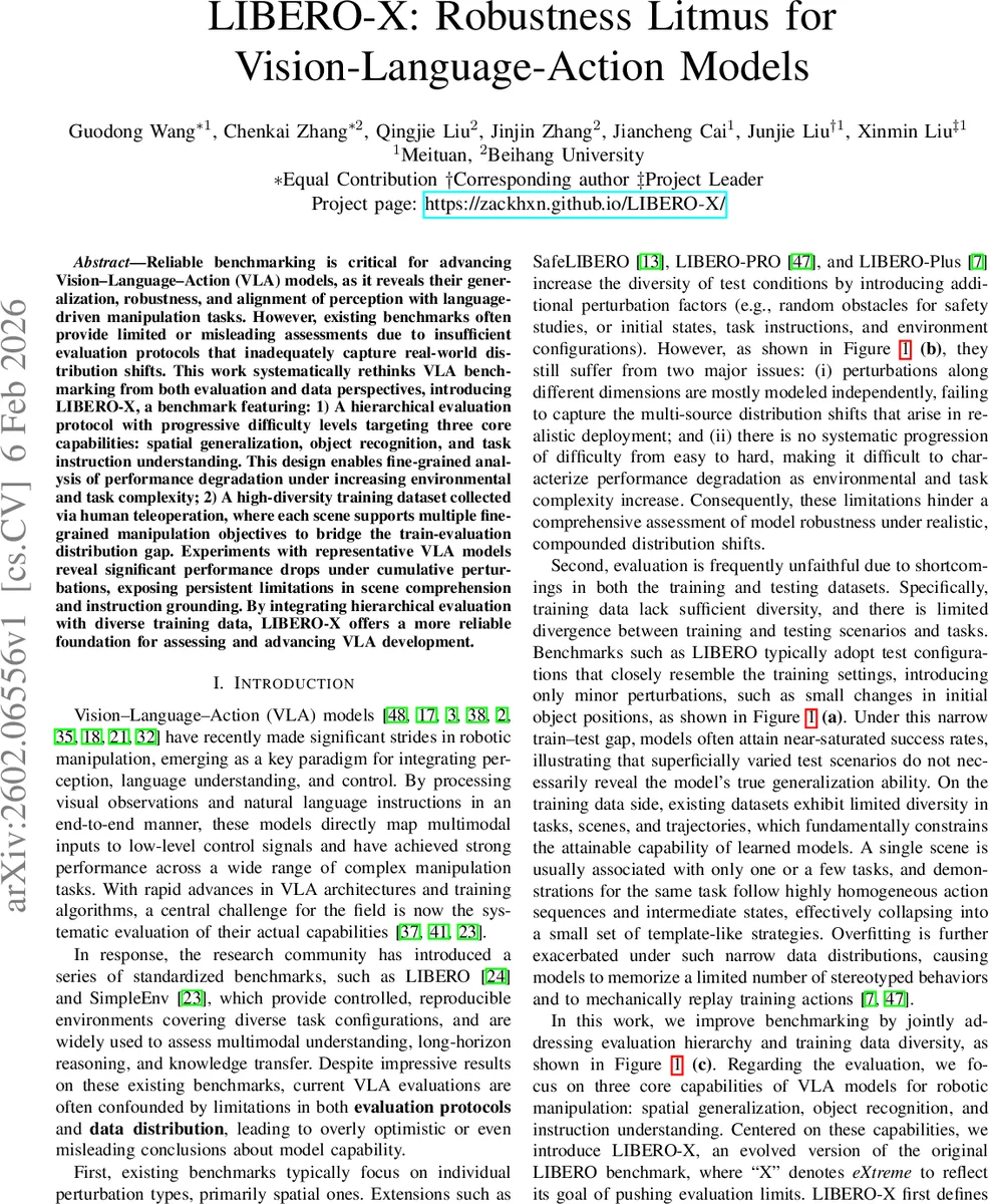 LIBERO-X: Robustness Litmus for Vision-Language-Action Models