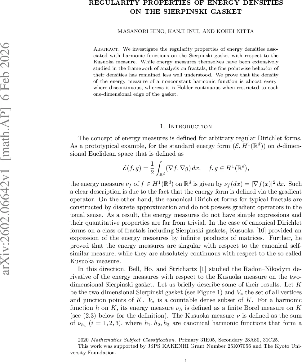 Regularity properties of energy densities on the Sierpinski gasket
