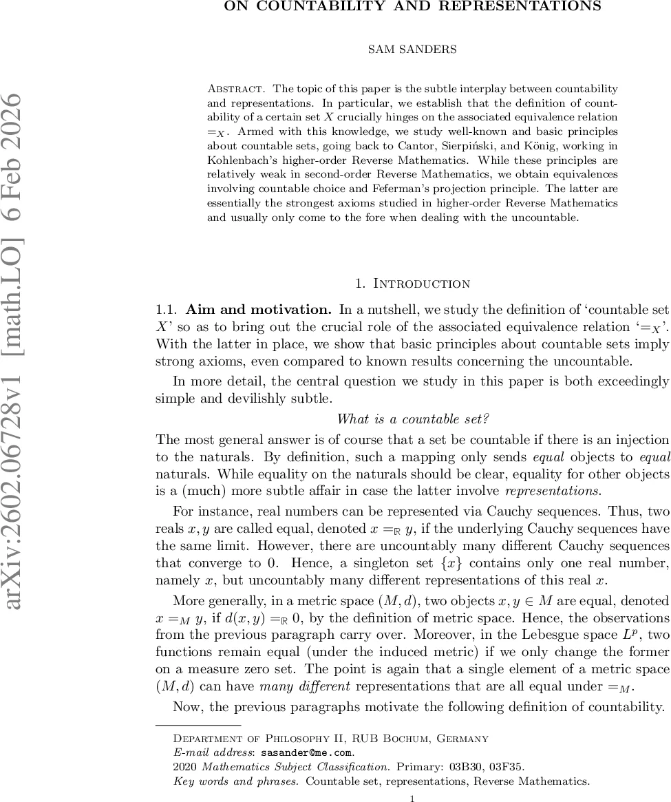 On countability and representations