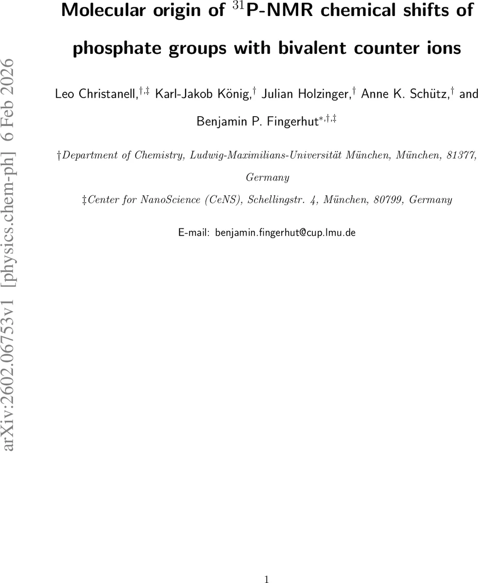 Molecular origin of 31P-NMR chemical shifts of phosphate groups with bivalent counter ions