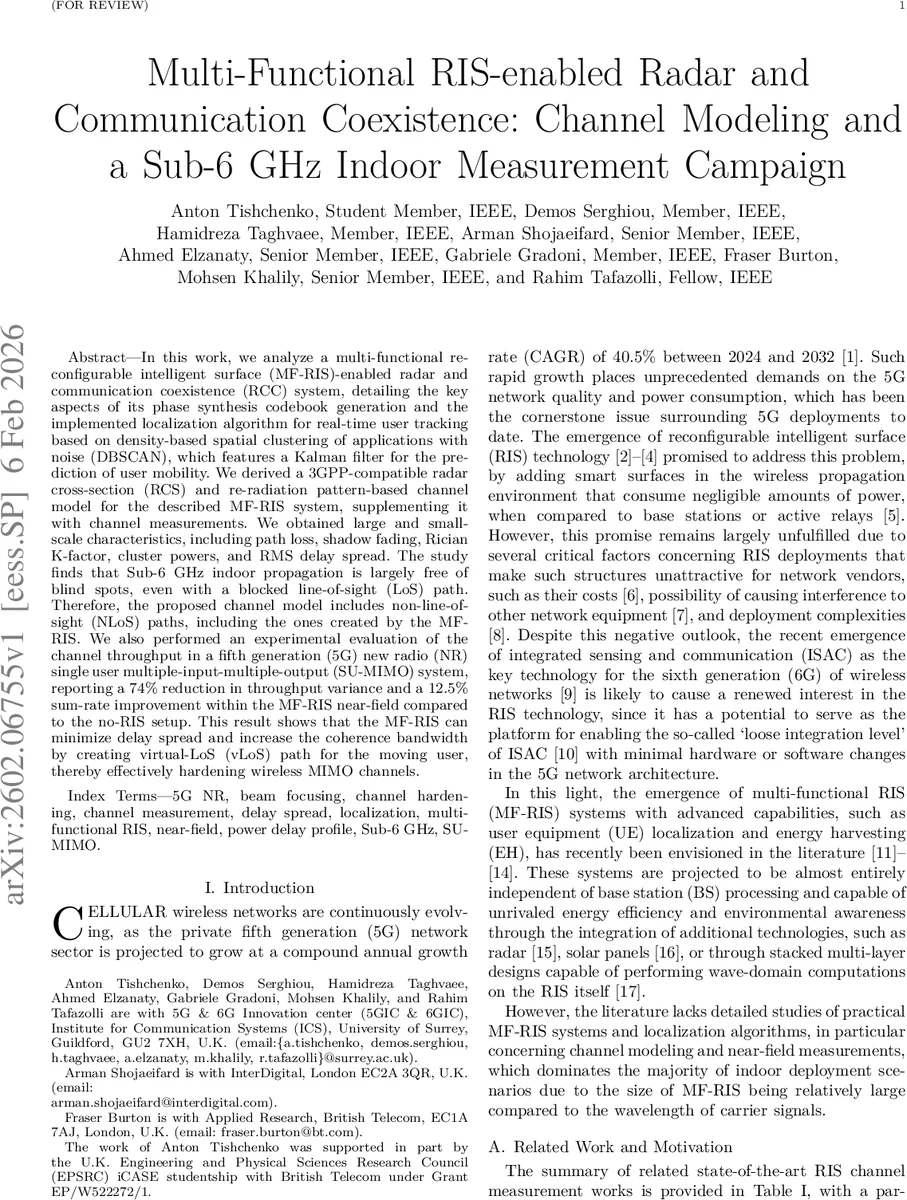 Multi-Functional RIS-enabled Radar and Communication Coexistence: Channel Modeling and a Sub-6 GHz Indoor Measurement Campaign