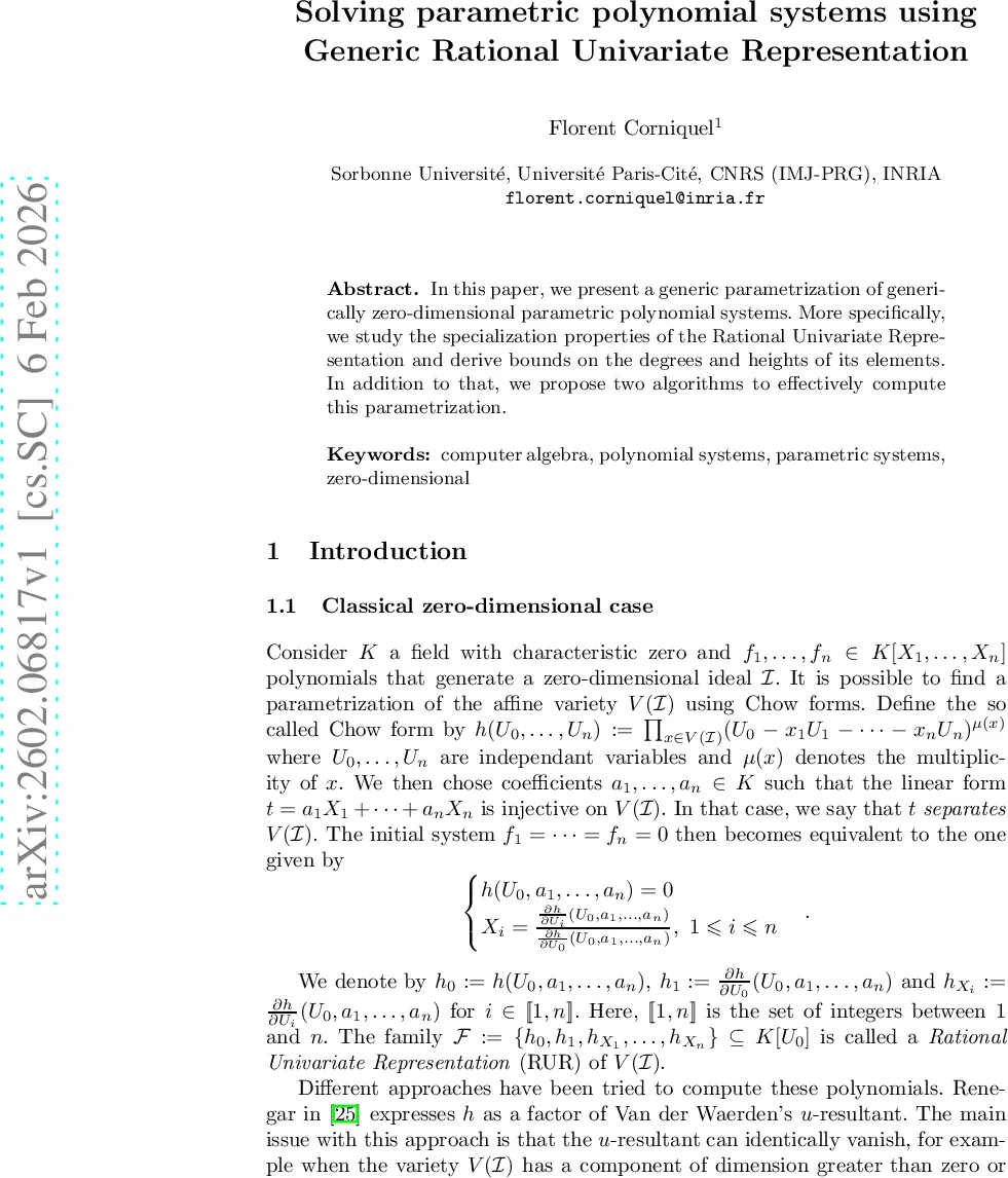 Solving parametric polynomial systems using Generic Rational Univariate Representation