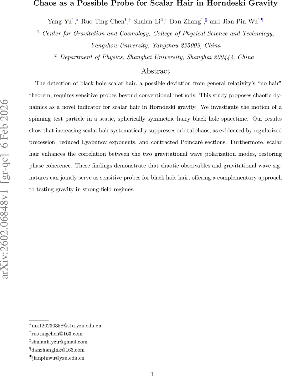 Chaos as a Possible Probe for Scalar Hair in Horndeski Gravity