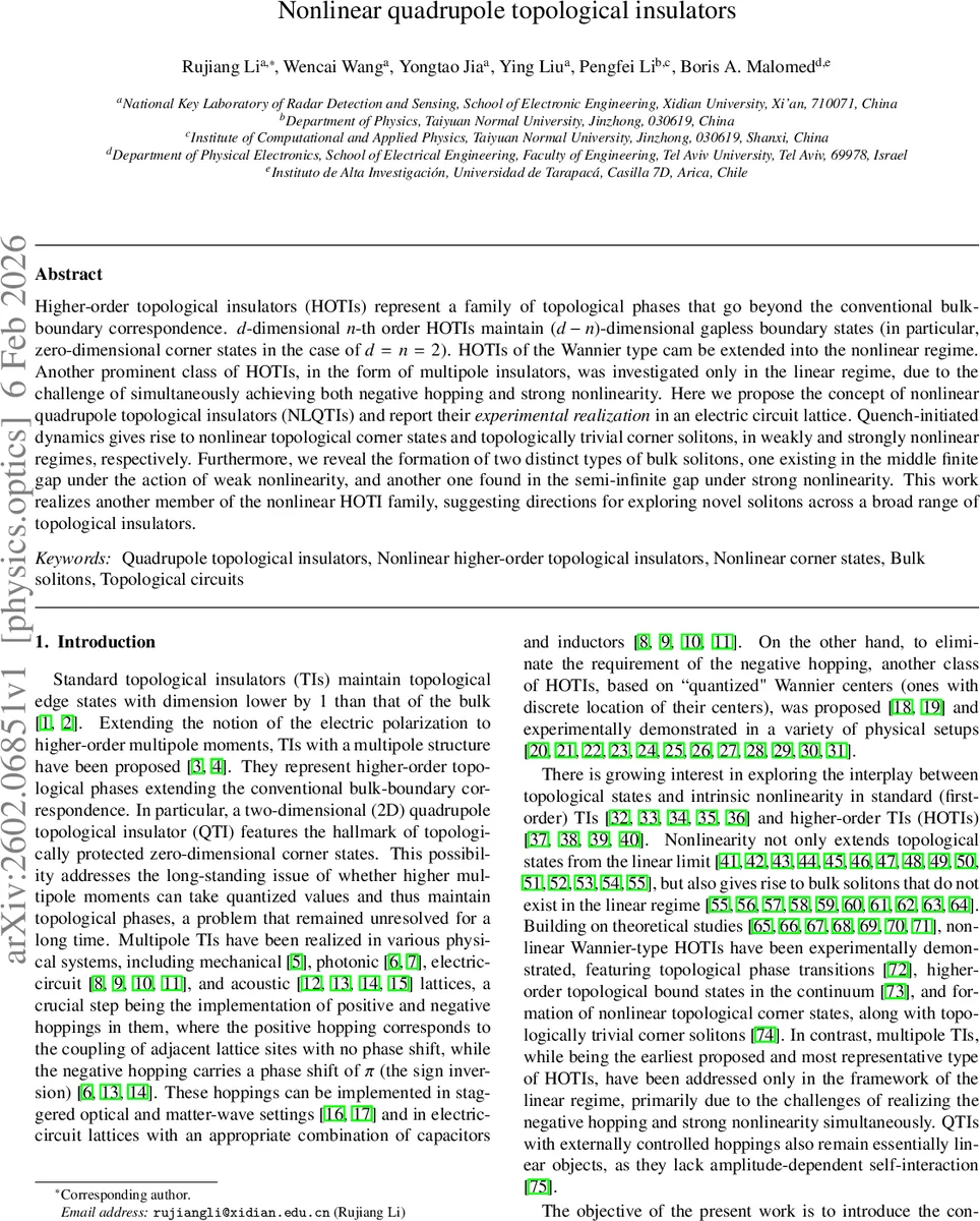 Nonlinear quadrupole topological insulators