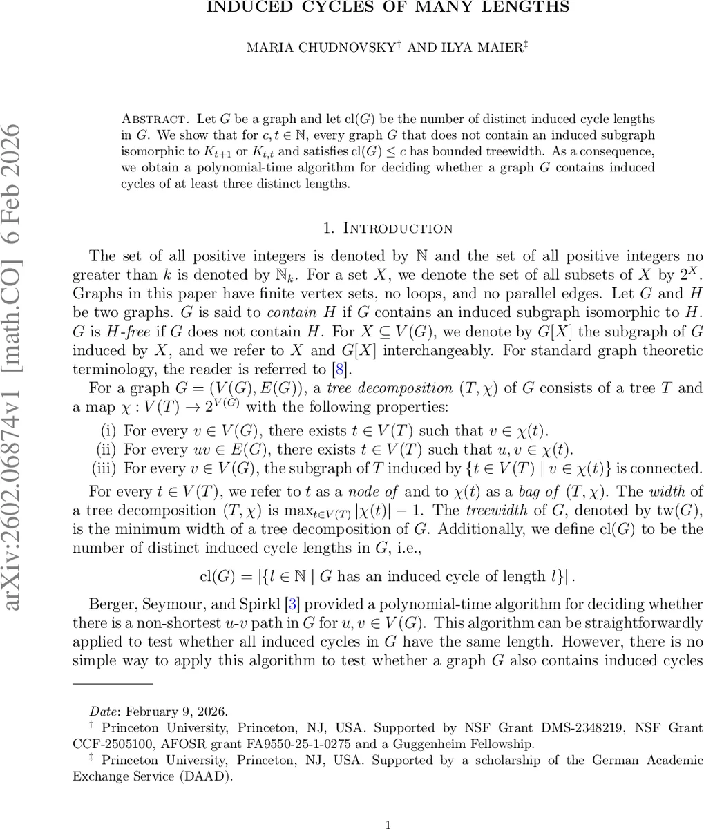 Induced Cycles of Many Lengths