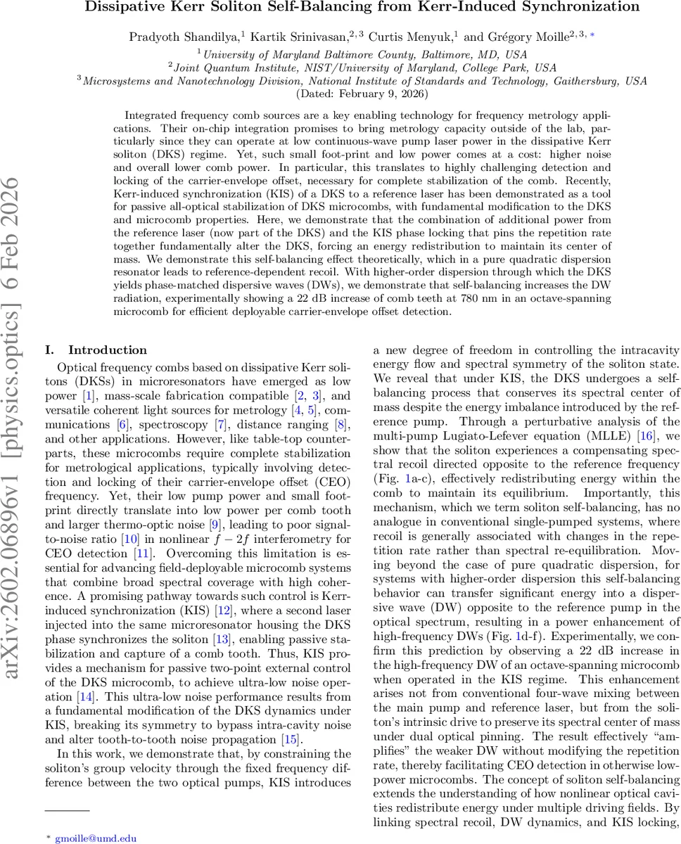 Dissipative Kerr Soliton Self-Balancing from Kerr-Induced Synchronization
