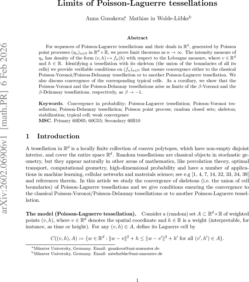Limits of Poisson-Laguerre tessellations