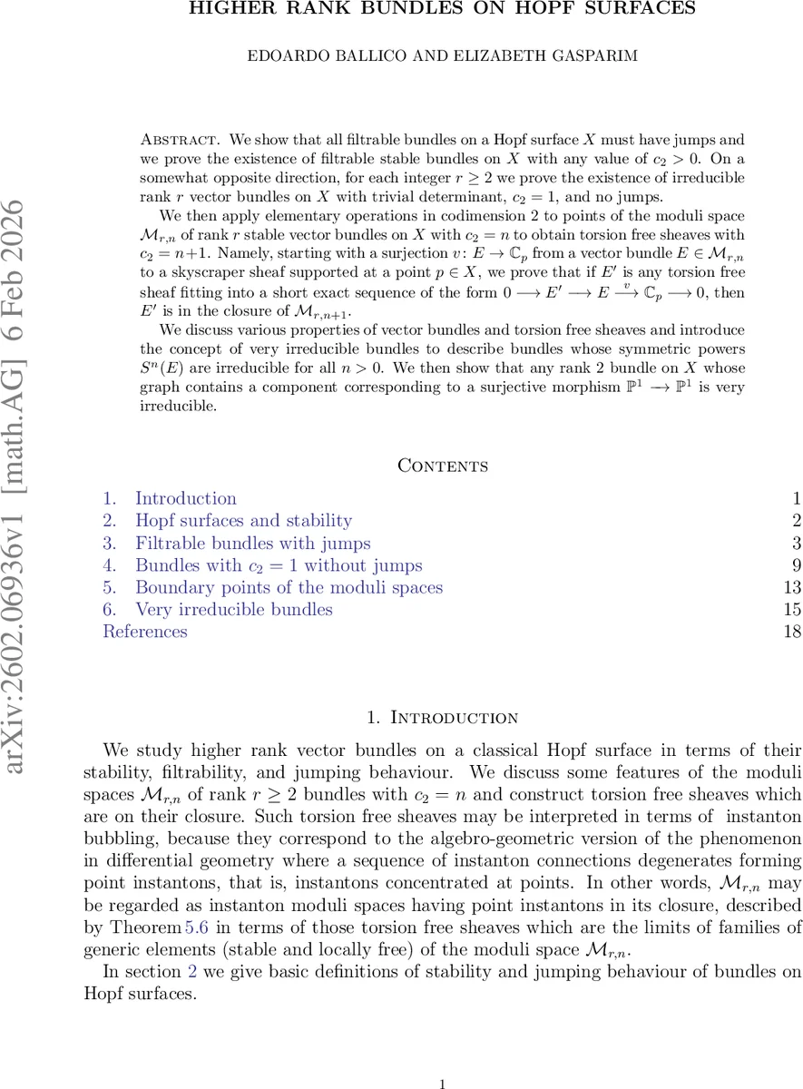 Higher rank bundles on Hopf surfaces