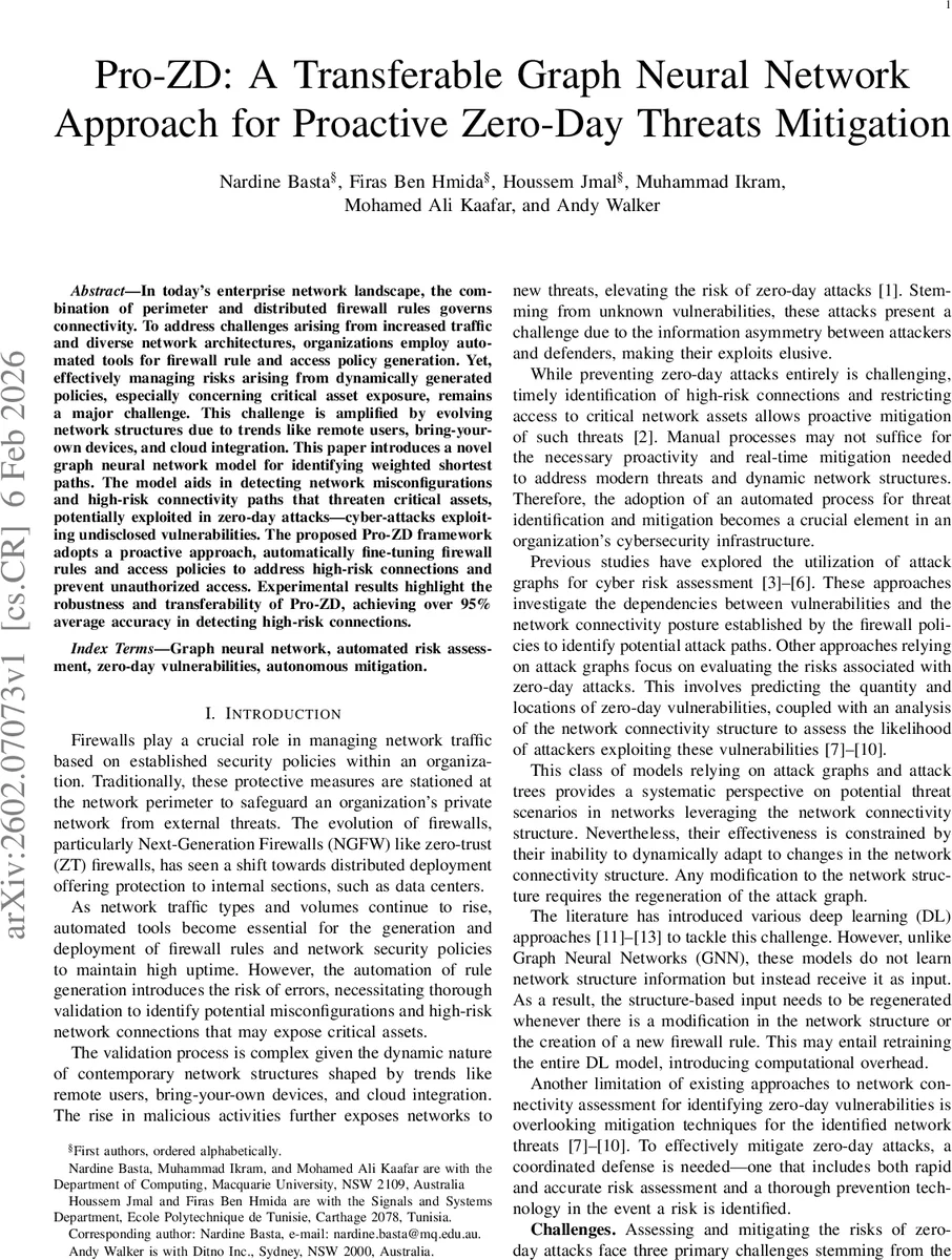Pro-ZD: A Transferable Graph Neural Network Approach for Proactive Zero-Day Threats Mitigation