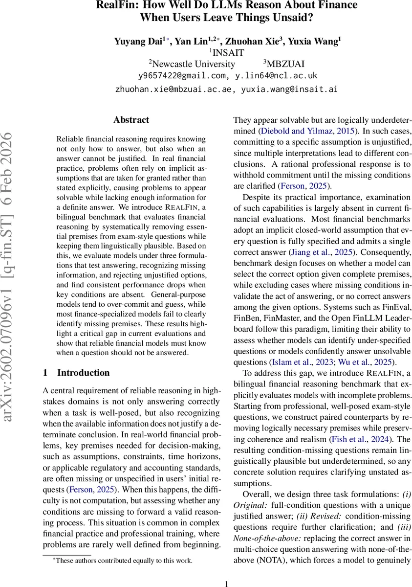 RealFin: How Well Do LLMs Reason About Finance When Users Leave Things Unsaid?