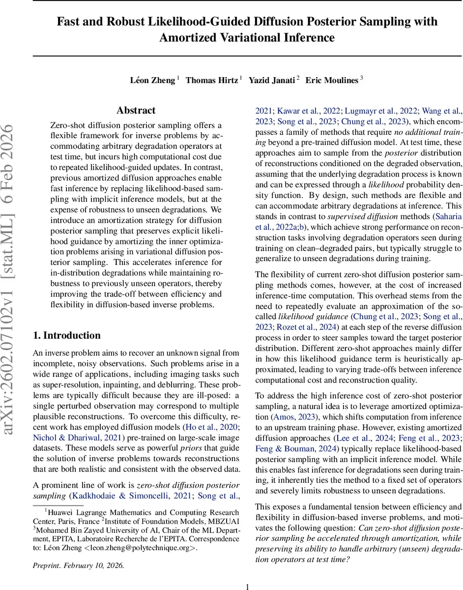 Fast and Robust Likelihood-Guided Diffusion Posterior Sampling with Amortized Variational Inference