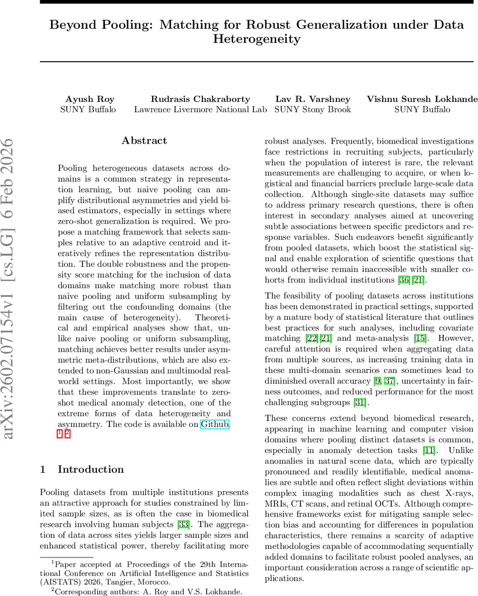 Beyond Pooling: Matching for Robust Generalization under Data Heterogeneity