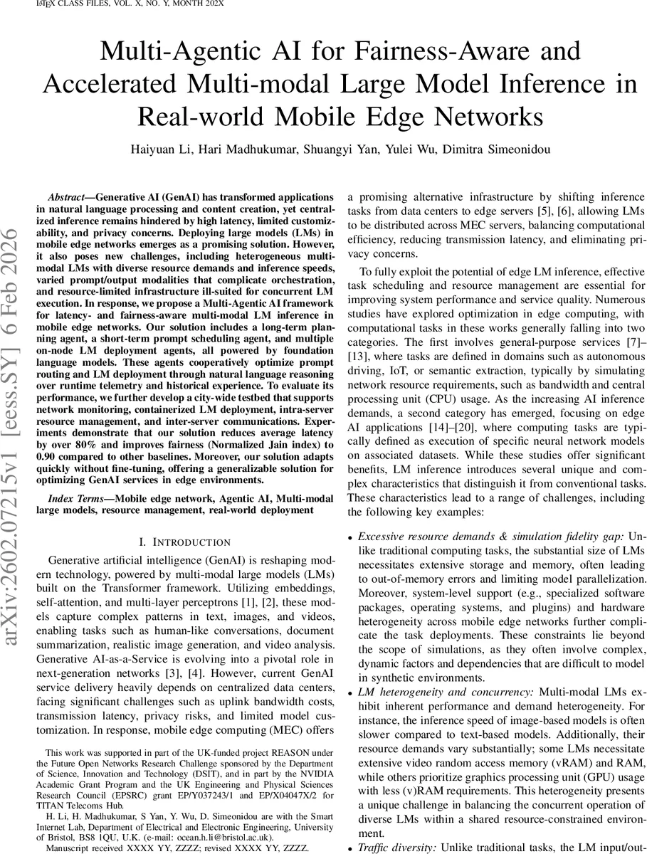 Multi-Agentic AI for Fairness-Aware and Accelerated Multi-modal Large Model Inference in Real-world Mobile Edge Networks