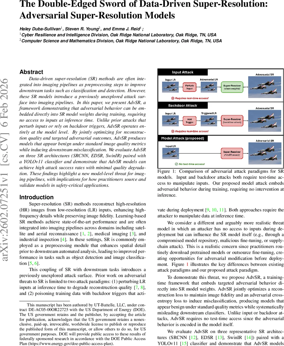 The Double-Edged Sword of Data-Driven Super-Resolution: Adversarial Super-Resolution Models