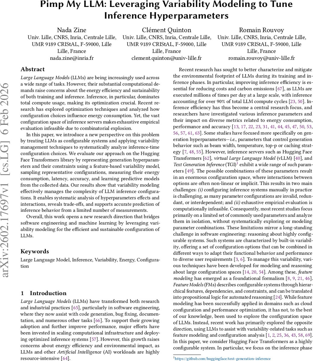 Pimp My LLM: Leveraging Variability Modeling to Tune Inference Hyperparameters