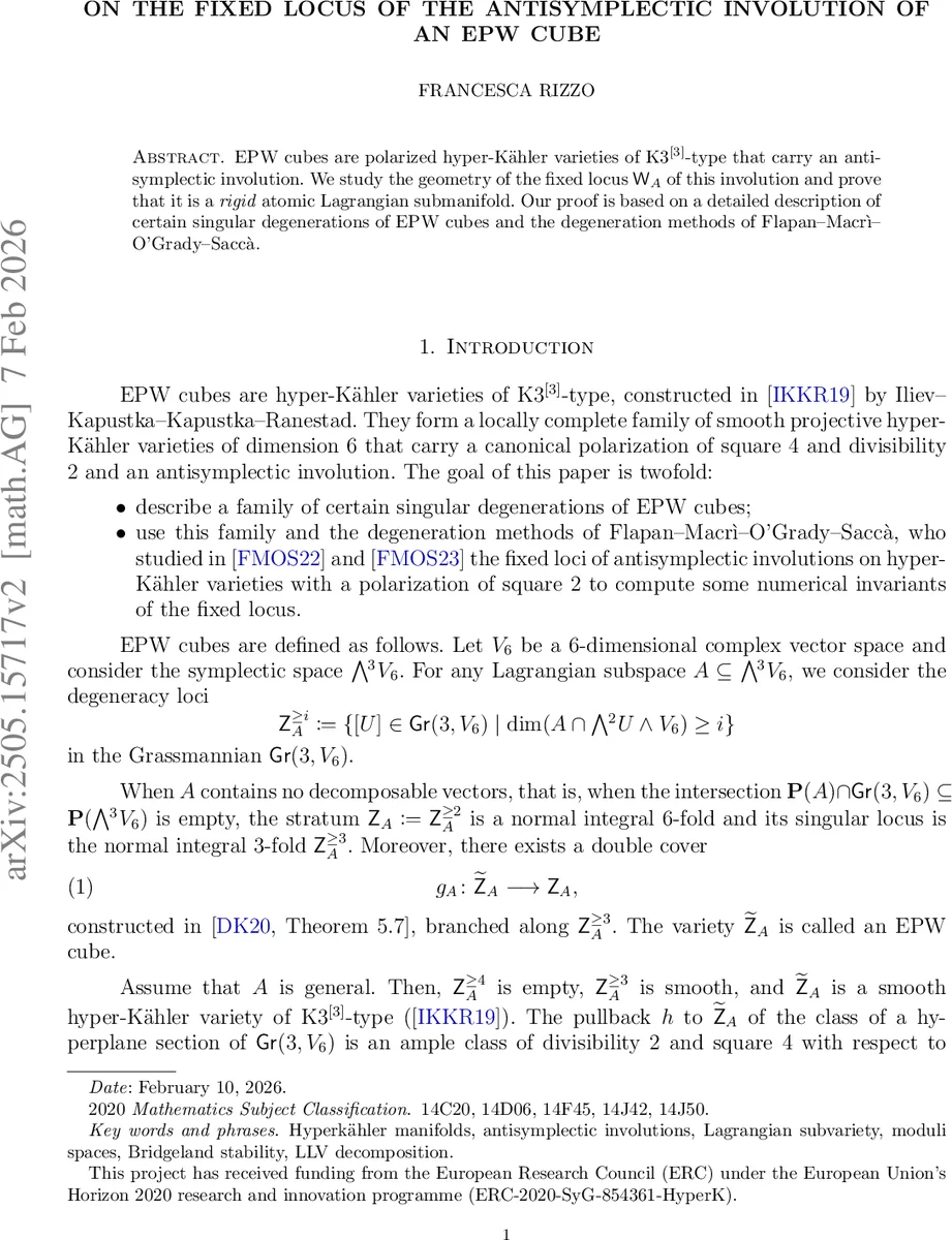 On the fixed locus of the antisymplectic involution of an EPW cube