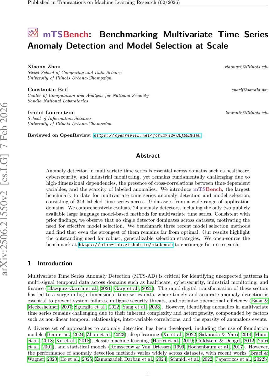 mTSBench: Benchmarking Multivariate Time Series Anomaly Detection and Model Selection at Scale