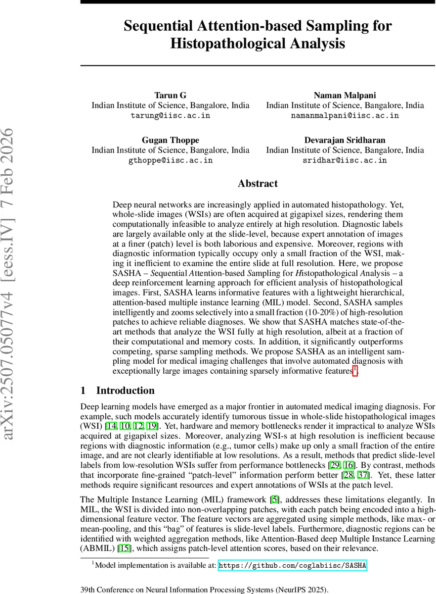 Sequential Attention-based Sampling for Histopathological Analysis