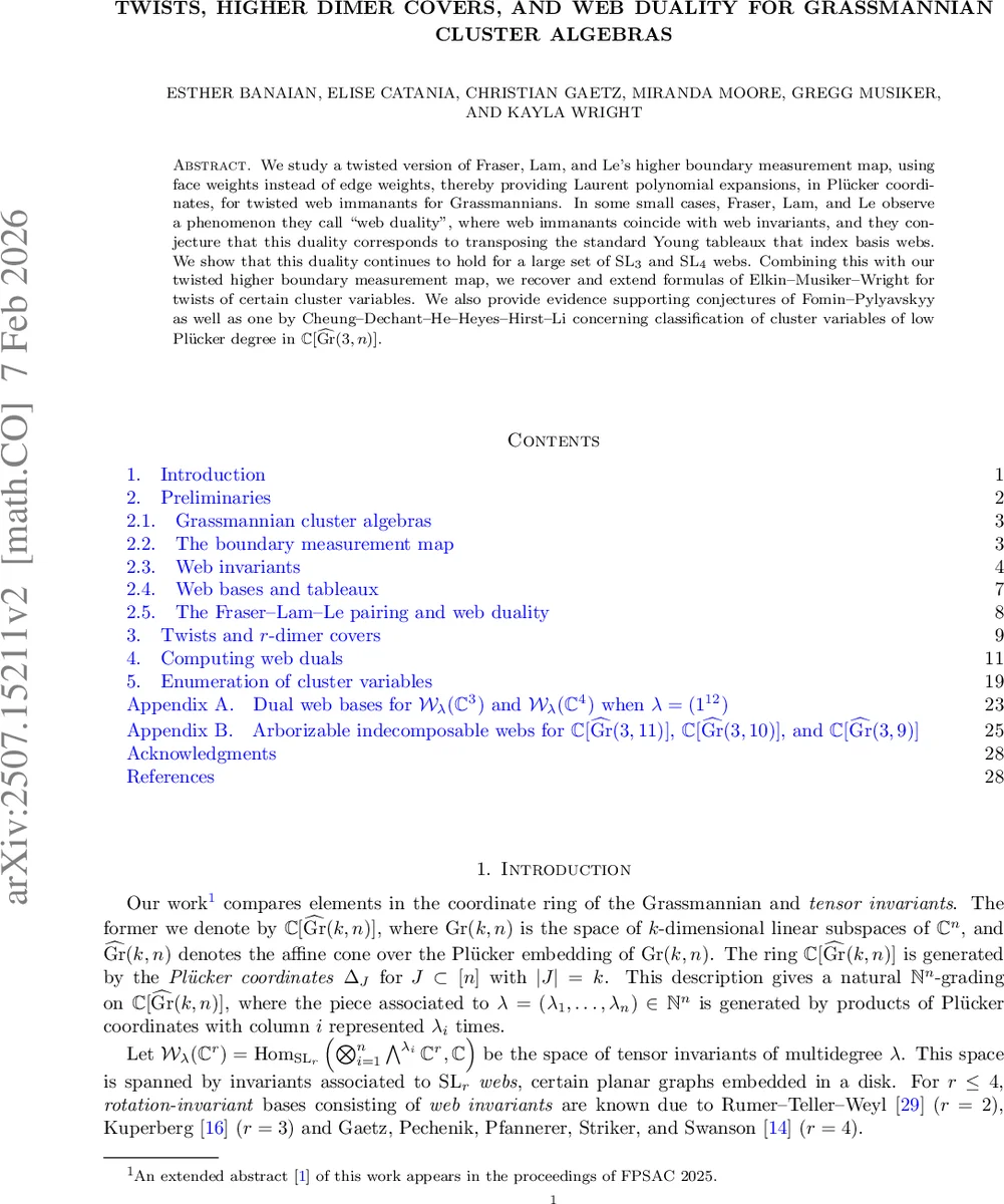 Twists, Higher Dimer Covers, and Web Duality for Grassmannian Cluster Algebras