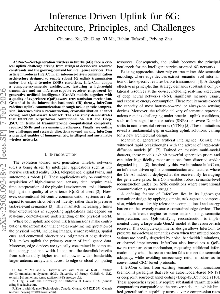 Inference-Driven Uplink for 6G: Architecture, Principles, and Challenges