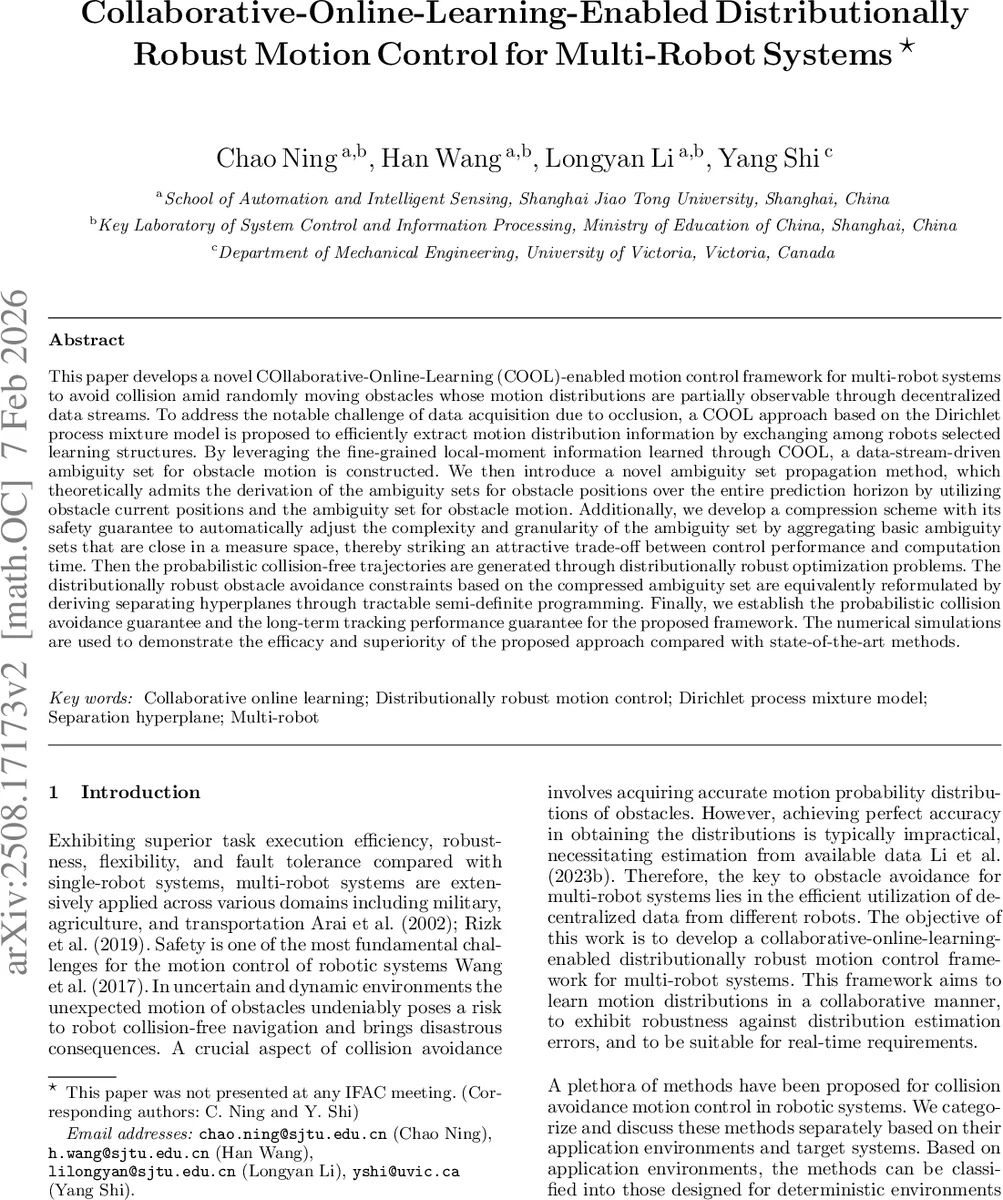 Collaborative-Online-Learning-Enabled Distributionally Robust Motion Control for Multi-Robot Systems