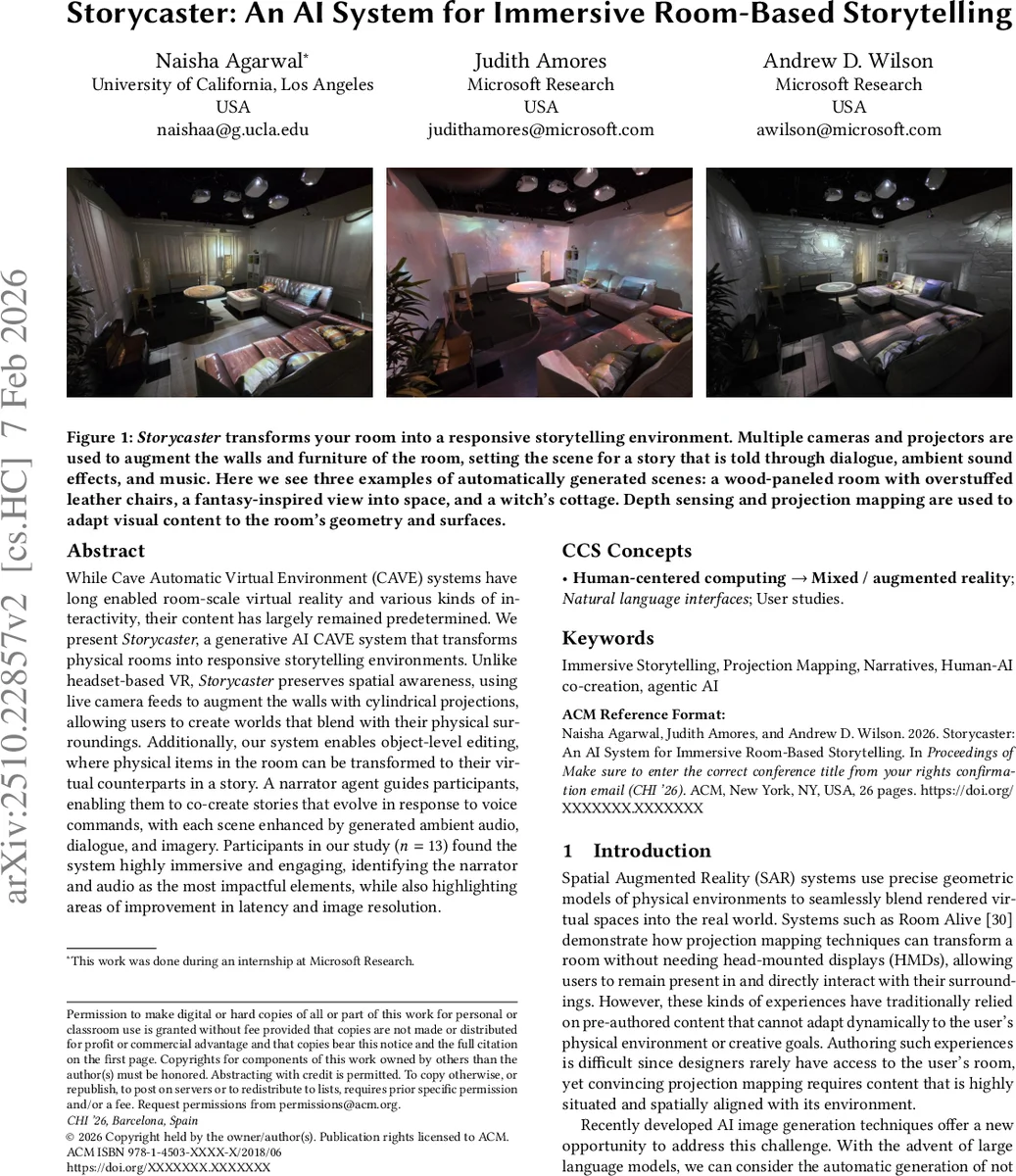 Storycaster: An AI System for Immersive Room-Based Storytelling