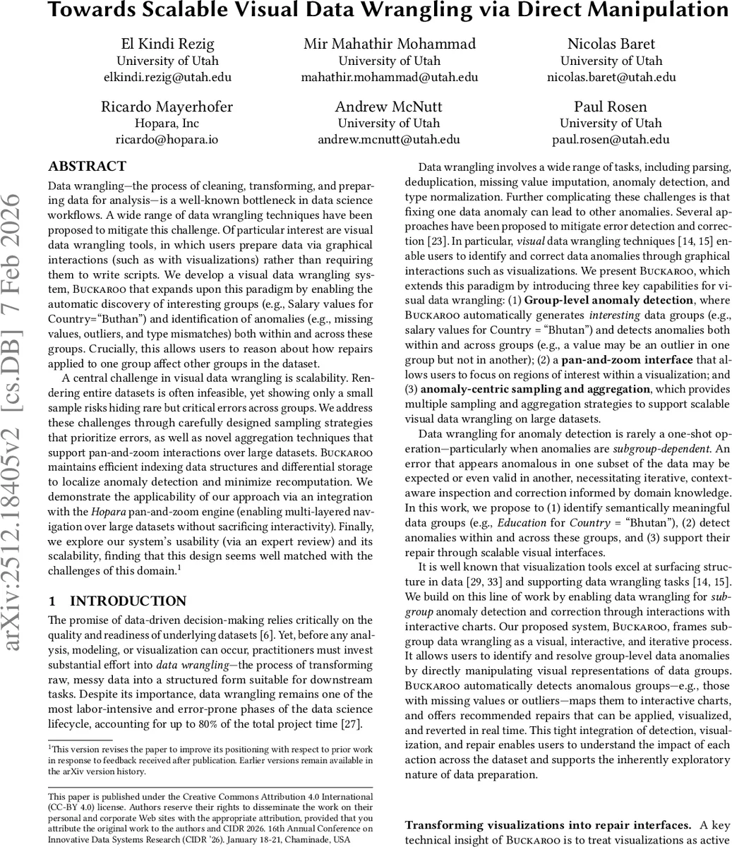 Towards Scalable Visual Data Wrangling via Direct Manipulation