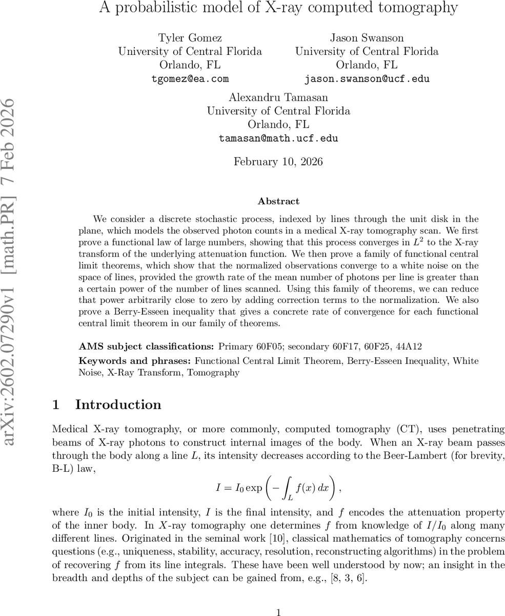 A probabilistic model of X-ray computed tomography